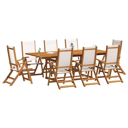 Set Pranzo da Giardino 9pz Legno Massello di Acacia e Textilene | homemem39