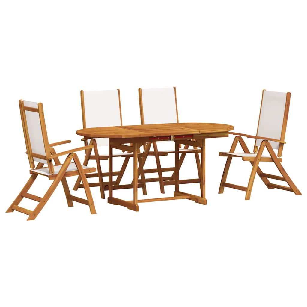 Set Pranzo da Giardino 5pz Legno Massello di Acacia e Textilene | homemem39