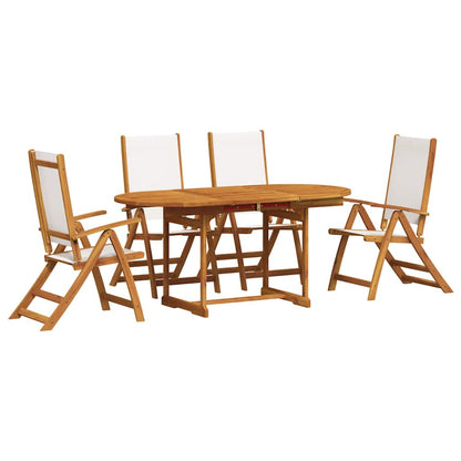 Set Pranzo da Giardino 5pz Legno Massello di Acacia e Textilene | homemem39