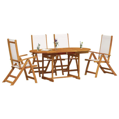 Set Pranzo da Giardino 5pz Legno Massello di Acacia e Textilene | homemem39