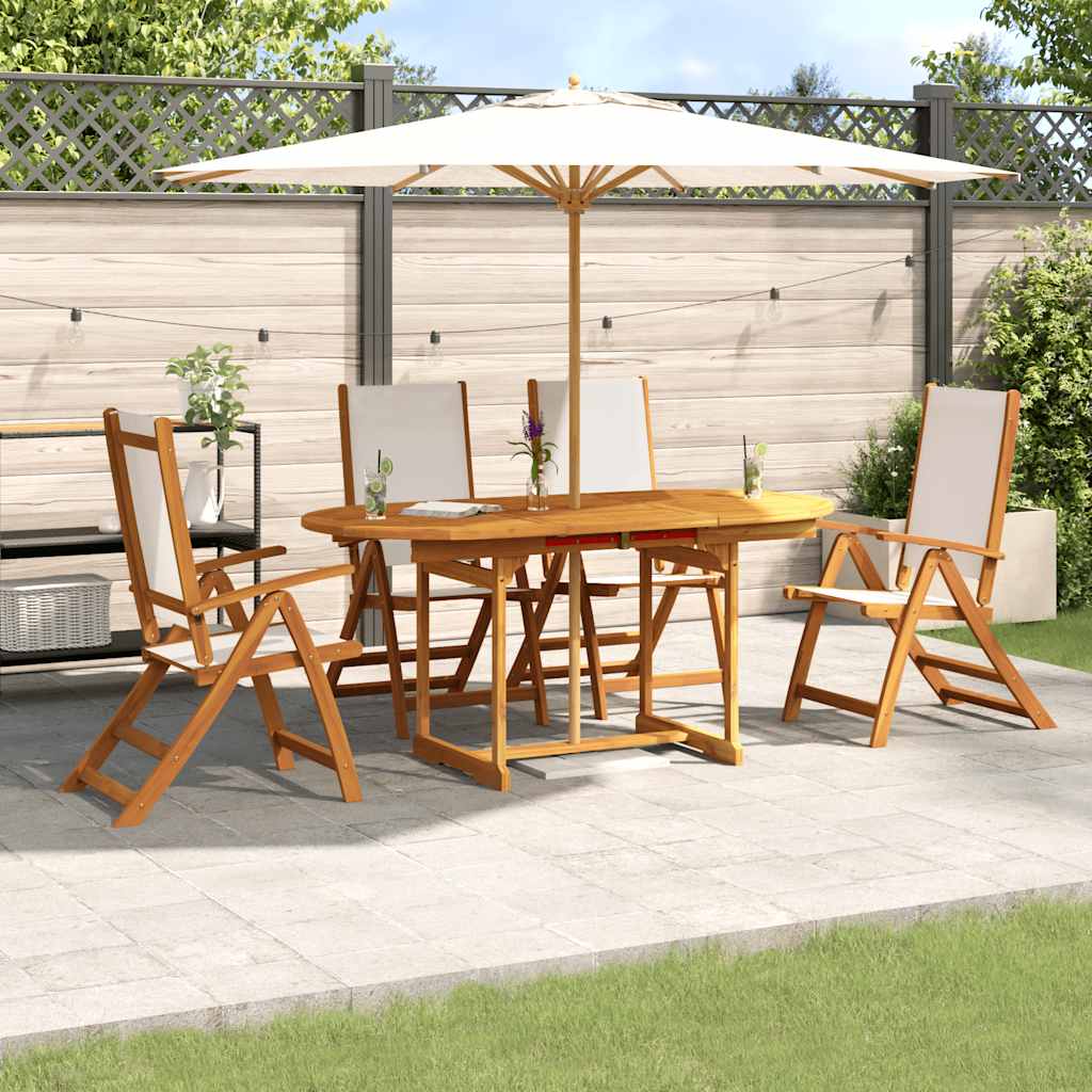Set Pranzo da Giardino 5pz Legno Massello di Acacia e Textilene