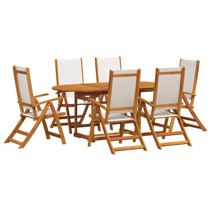 Set Pranzo da Giardino 7pz Legno Massello di Acacia e Textilene | homemem39