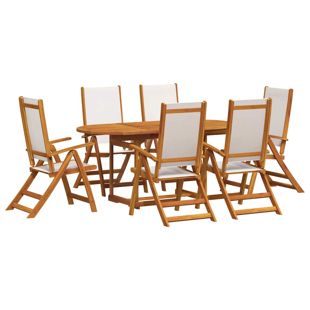 Set Pranzo da Giardino 7pz Legno Massello di Acacia e Textilene