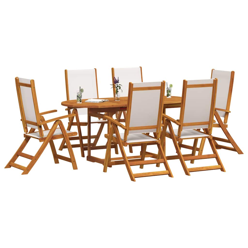 Set Pranzo da Giardino 7pz Legno Massello di Acacia e Textilene | homemem39