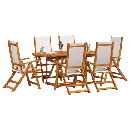 Set Pranzo da Giardino 7pz Legno Massello di Acacia e Textilene