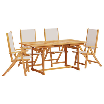 Set Pranzo da Giardino 5pz Legno Massello di Acacia e Textilene - homemem39