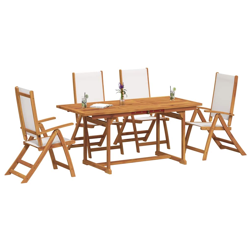 Set Pranzo da Giardino 5pz Legno Massello di Acacia e Textilene | homemem39