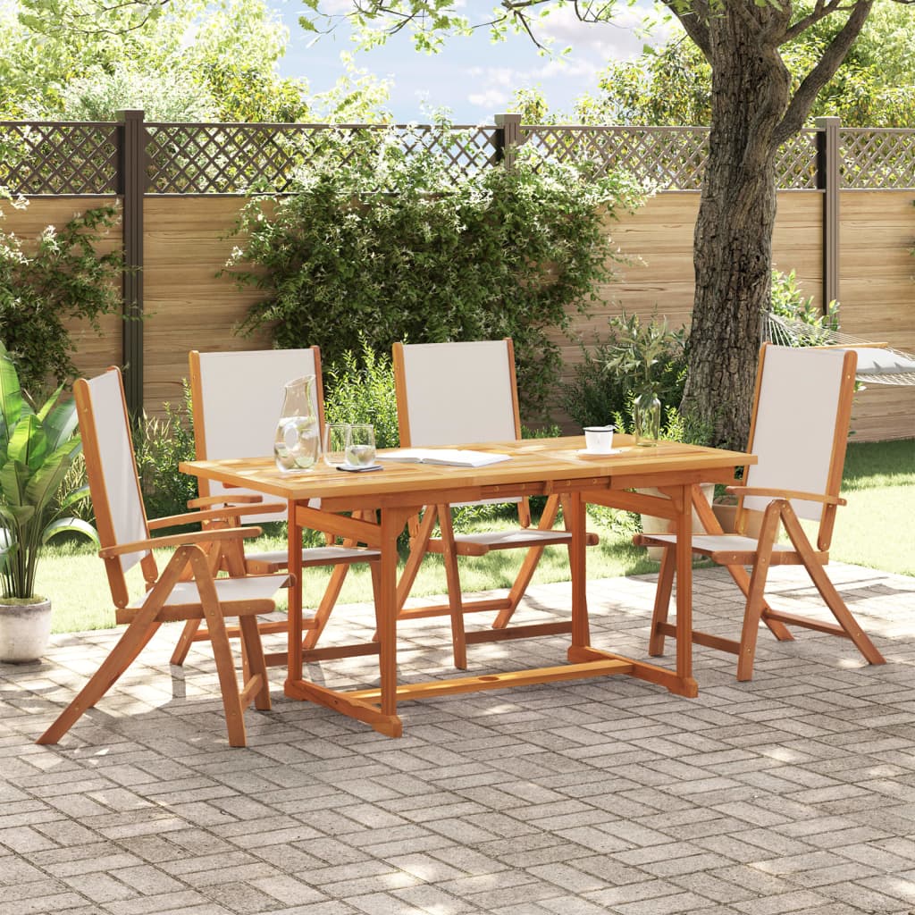 Set Pranzo da Giardino 5pz Legno Massello di Acacia e Textilene - homemem39