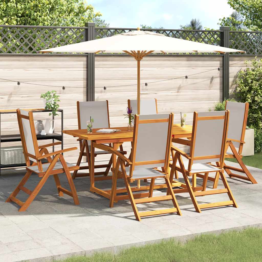Set Pranzo da Giardino 7pz Legno Massello di Acacia e Textilene | homemem39