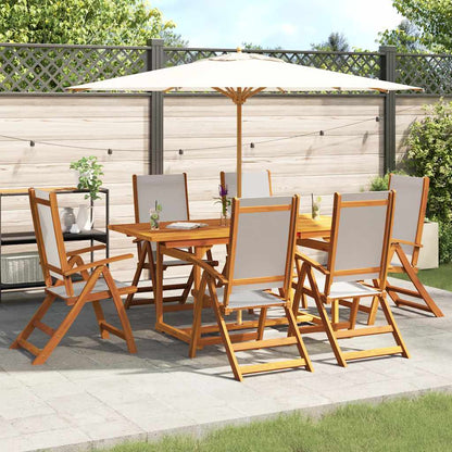 Set Pranzo da Giardino 7pz Legno Massello di Acacia e Textilene | homemem39