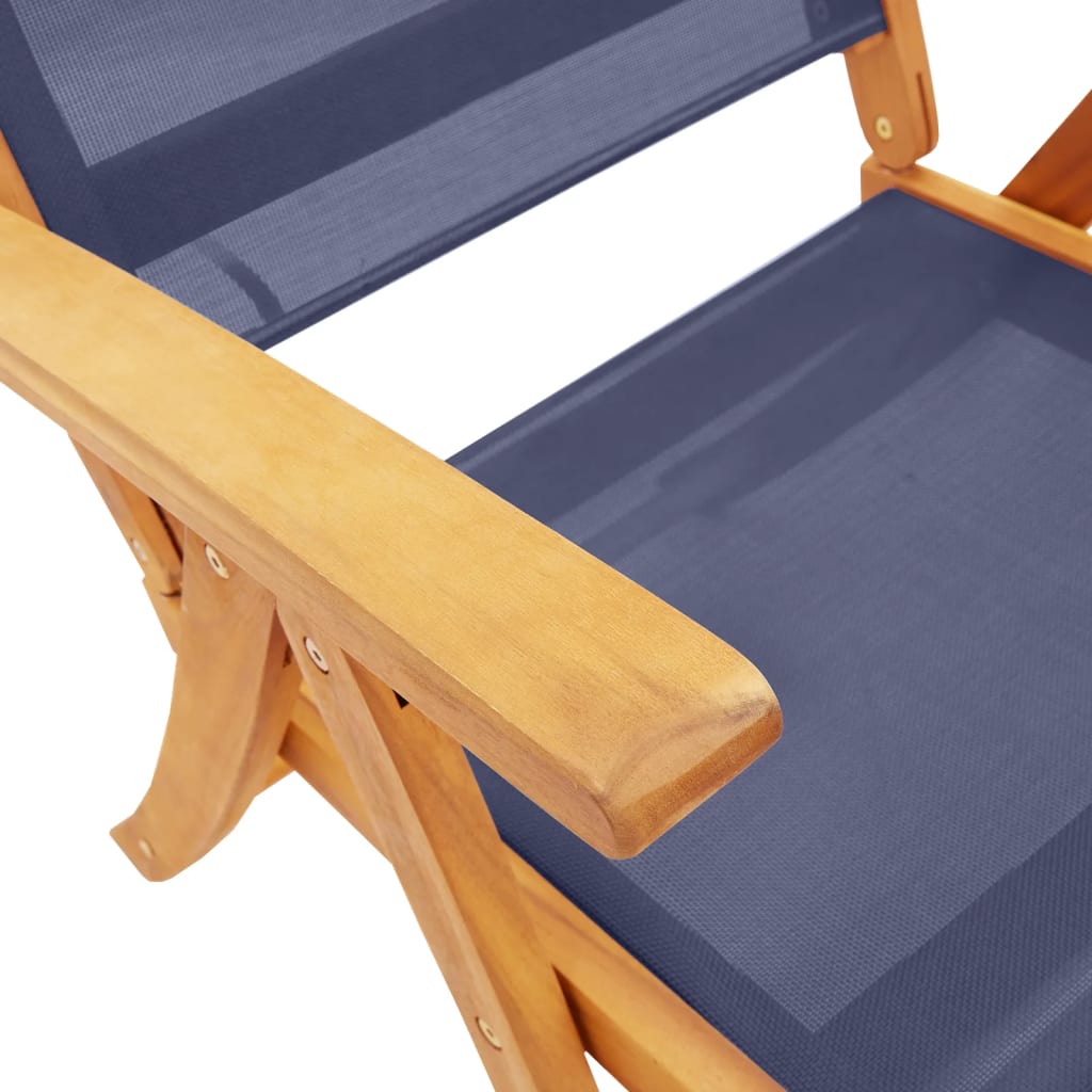 Set Pranzo da Giardino 9pz Legno Massello di Acacia e Textilene