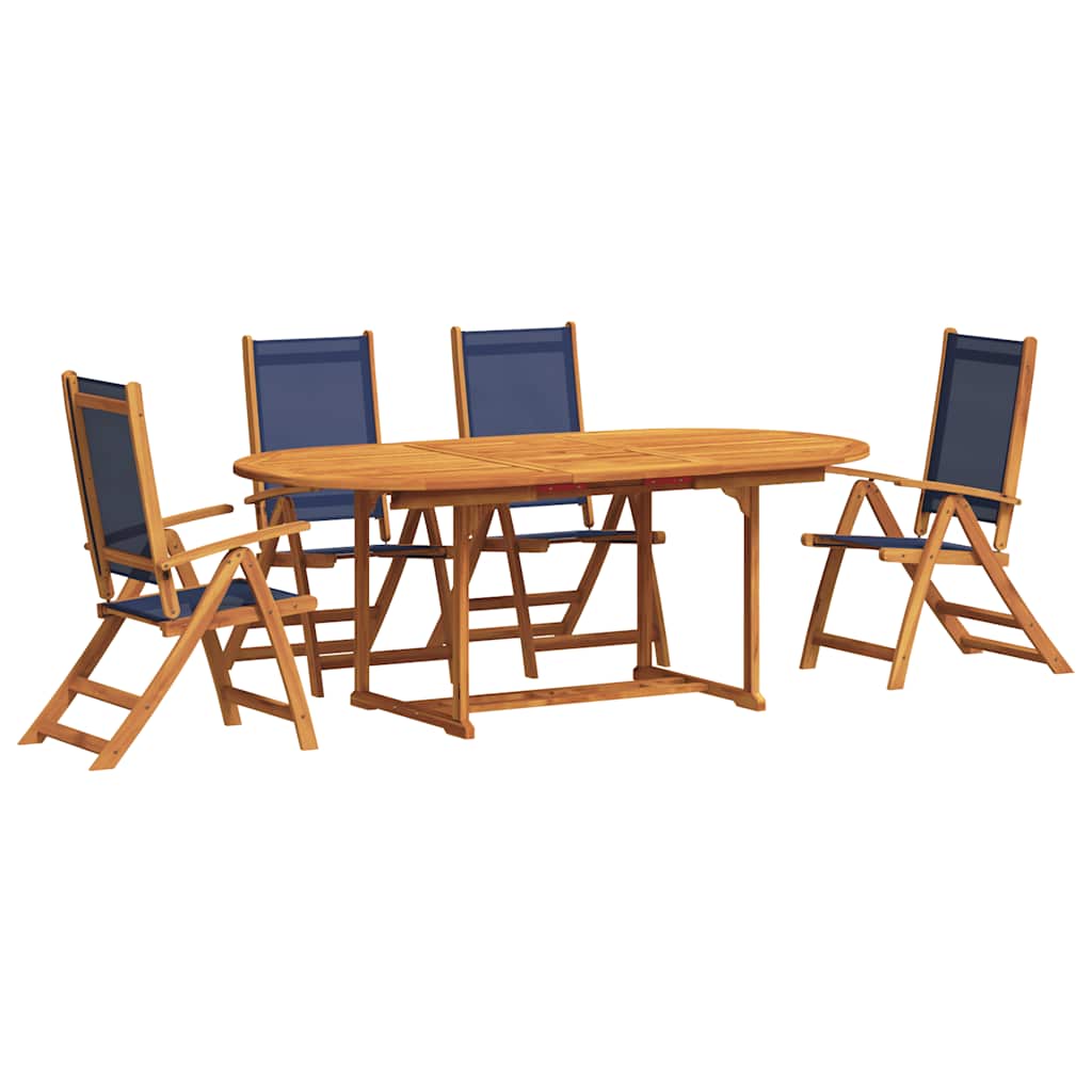 Set Pranzo da Giardino 5pz Legno Massello di Acacia e Textilene | homemem39