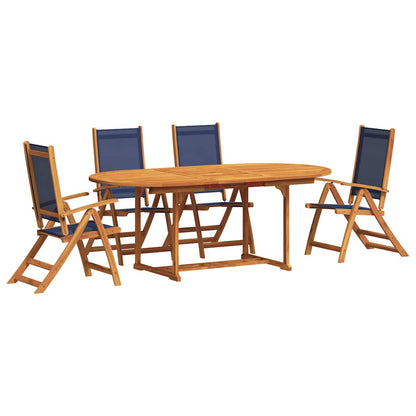 Set Pranzo da Giardino 5pz Legno Massello di Acacia e Textilene | homemem39