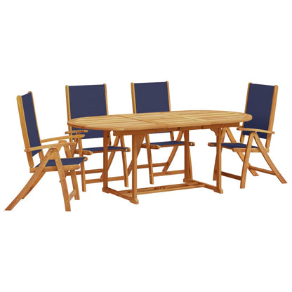 Set Pranzo da Giardino 5pz Legno Massello di Acacia e Textilene - homemem39