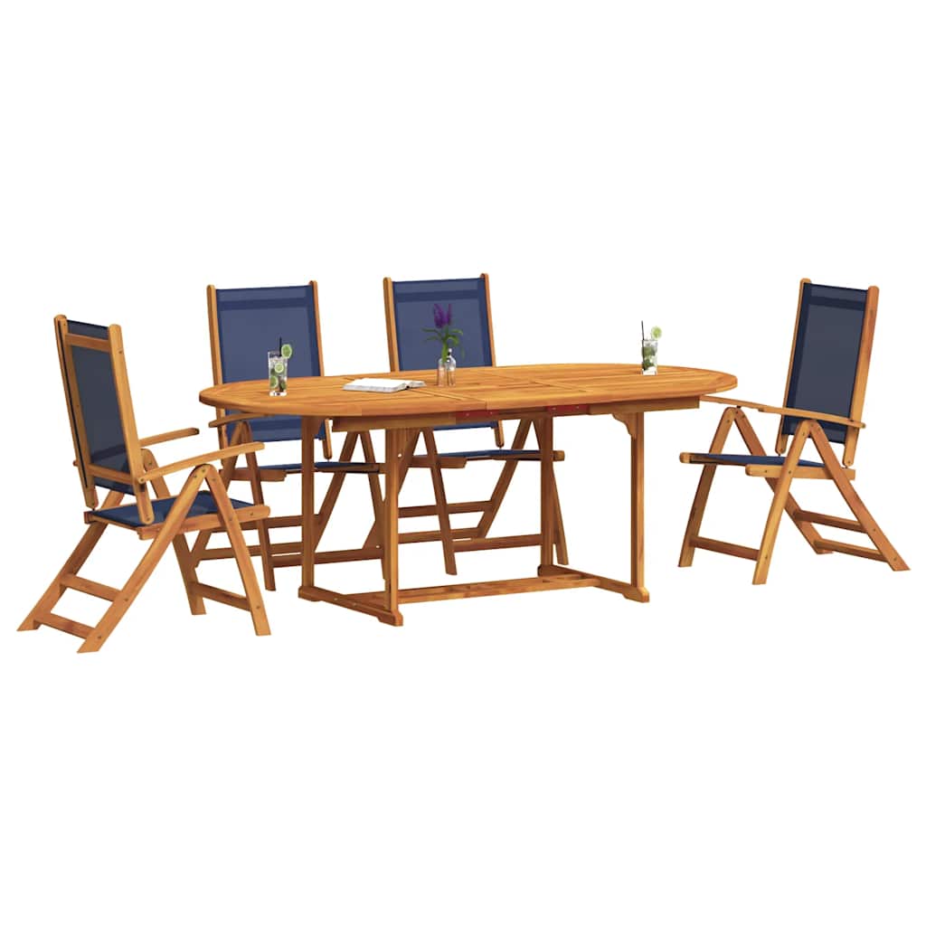 Set Pranzo da Giardino 5pz Legno Massello di Acacia e Textilene | homemem39