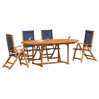 Set Pranzo da Giardino 5pz Legno Massello di Acacia e Textilene | homemem39
