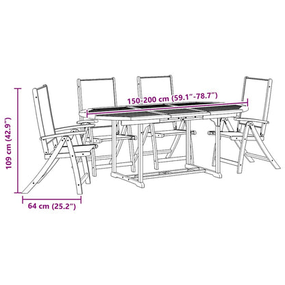 Set Pranzo da Giardino 5pz Legno Massello di Acacia e Textilene - homemem39