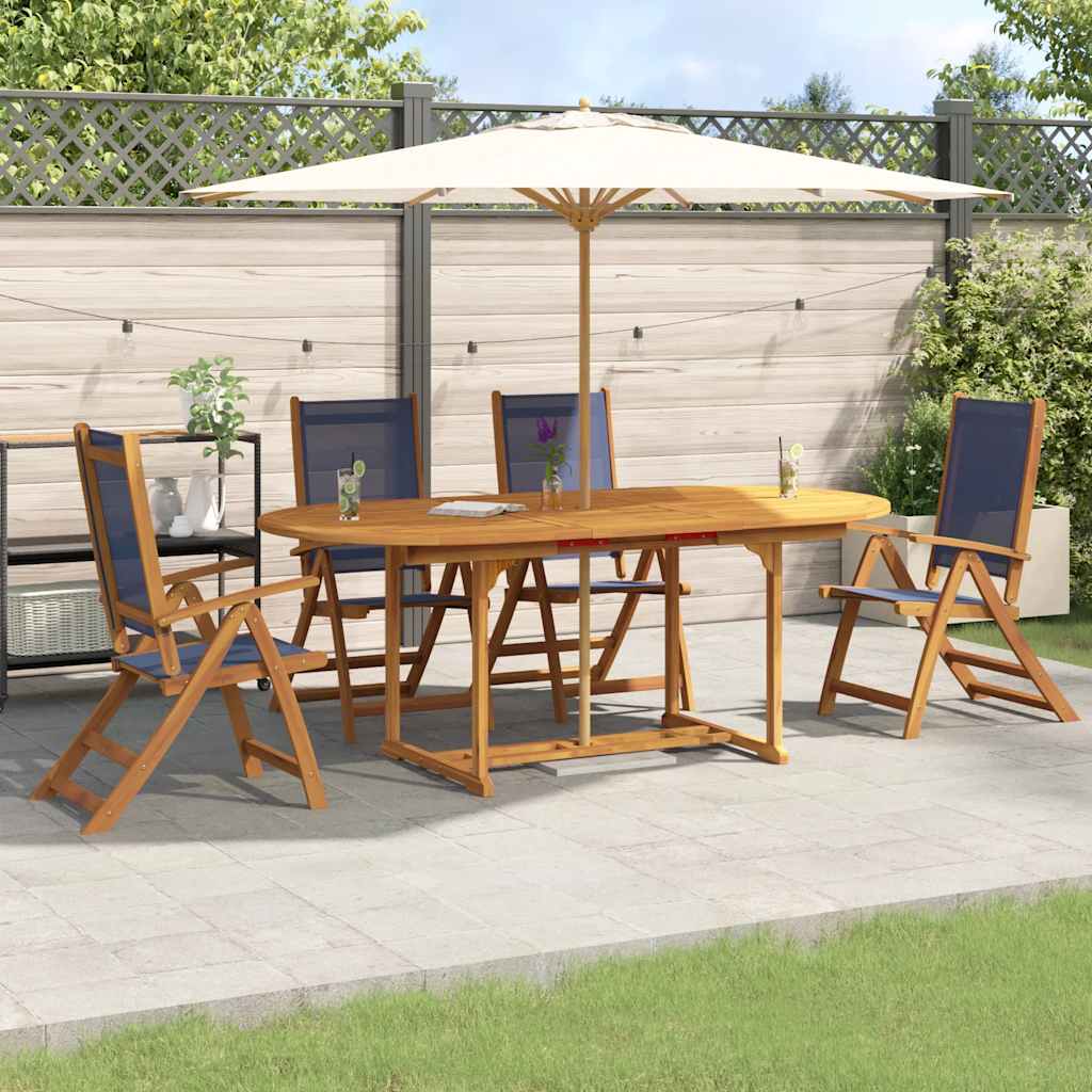 Set Pranzo da Giardino 5pz Legno Massello di Acacia e Textilene | homemem39