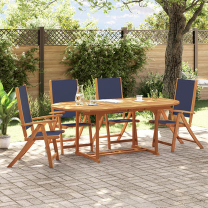 Set Pranzo da Giardino 5pz Legno Massello di Acacia e Textilene - homemem39