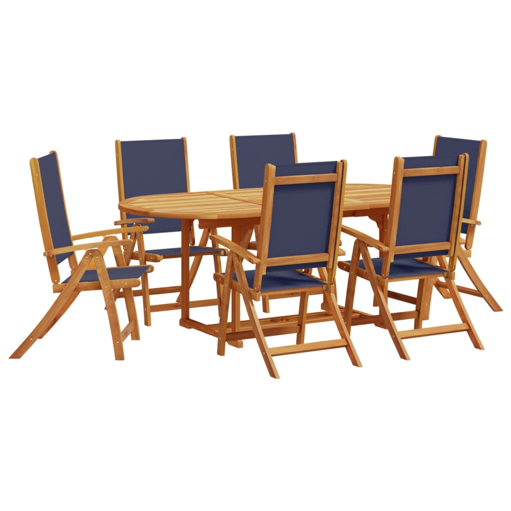 Set Pranzo da Giardino 7pz Legno Massello di Acacia e Textilene - homemem39