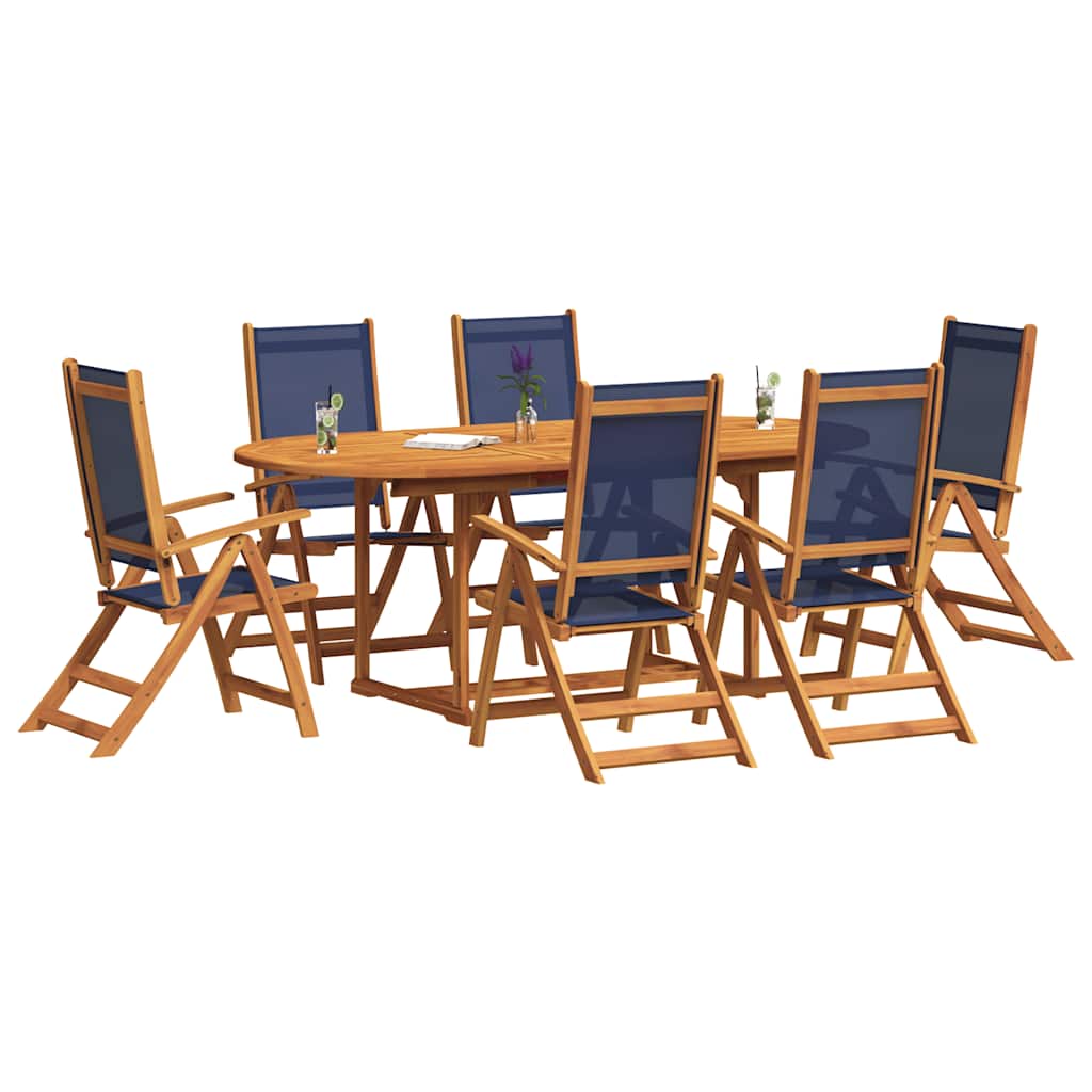 Set Pranzo da Giardino 7pz Legno Massello di Acacia e Textilene | homemem39