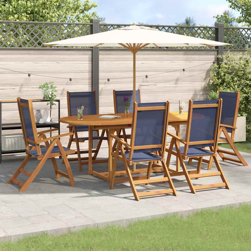 Set Pranzo da Giardino 7pz Legno Massello di Acacia e Textilene | homemem39