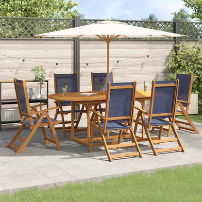 Set Pranzo da Giardino 7pz Legno Massello di Acacia e Textilene | homemem39