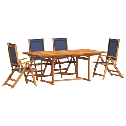 Set Pranzo da Giardino 5pz Legno Massello di Acacia e Textilene | homemem39