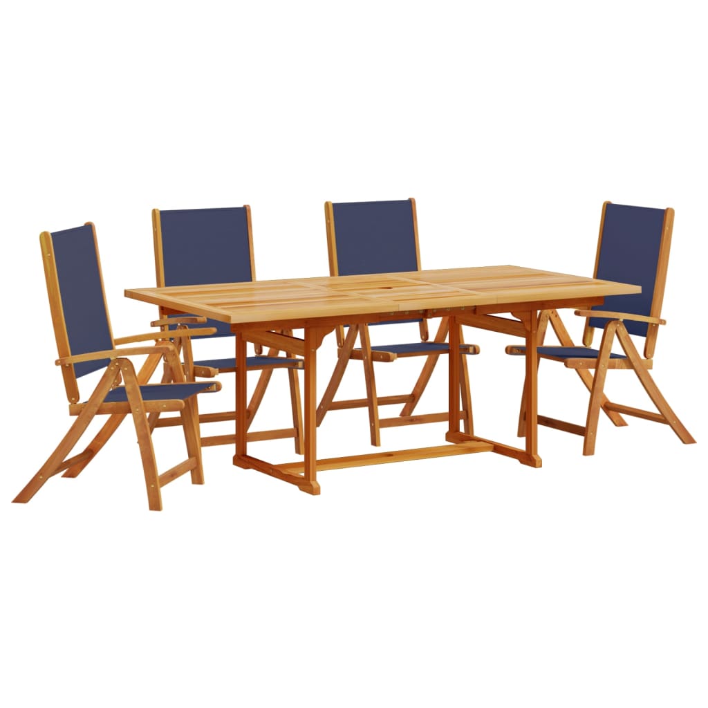 Set Pranzo da Giardino 5pz Legno Massello di Acacia e Textilene - homemem39