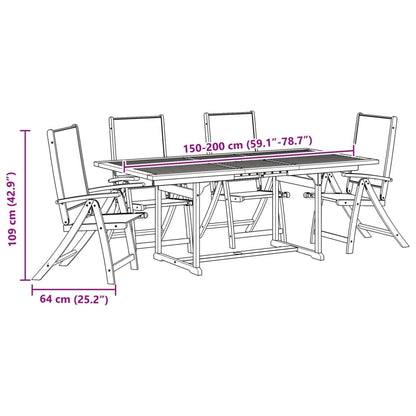 Set Pranzo da Giardino 5pz Legno Massello di Acacia e Textilene - homemem39