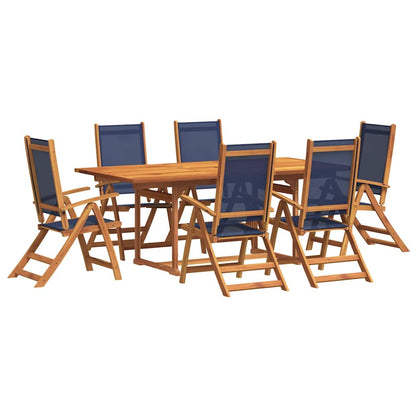 Set Pranzo da Giardino 7pz Legno Massello di Acacia e Textilene | homemem39