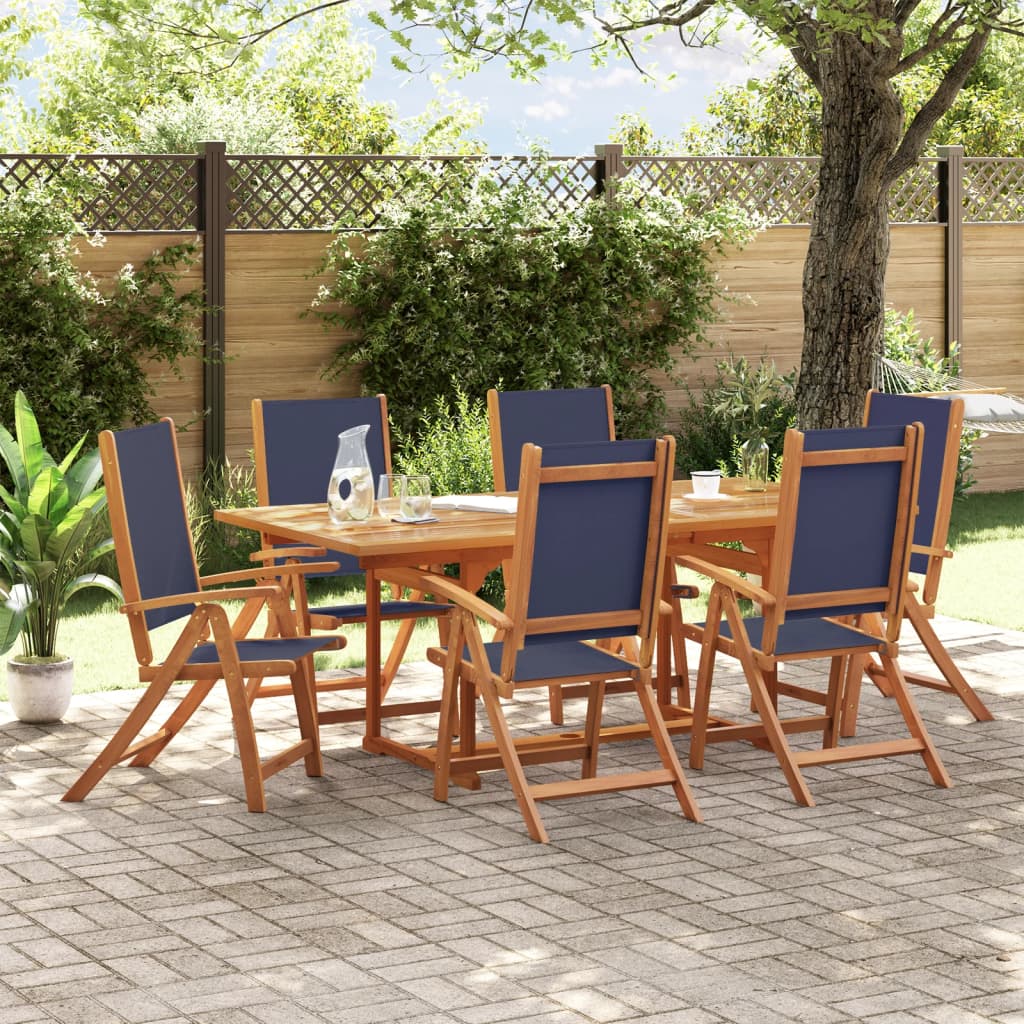 Set Pranzo da Giardino 7pz Legno Massello di Acacia e Textilene - homemem39
