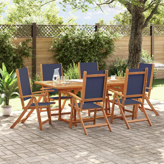 Set Pranzo da Giardino 7pz Legno Massello di Acacia e Textilene - homemem39