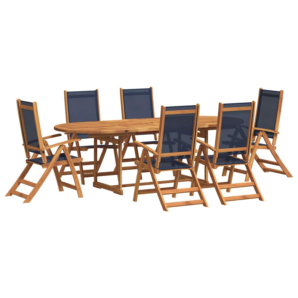 Set Pranzo da Giardino 7pz Legno Massello di Acacia e Textilene | homemem39