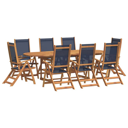 Set Pranzo da Giardino 9pz Legno Massello di Acacia e Textilene | homemem39
