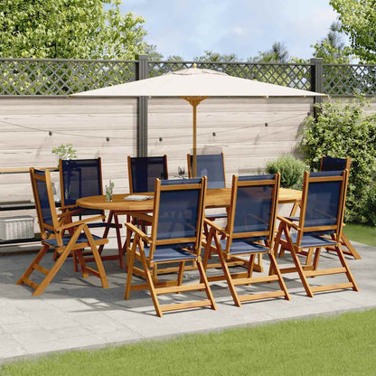 Set Pranzo da Giardino 9pz Legno Massello di Acacia e Textilene | homemem39