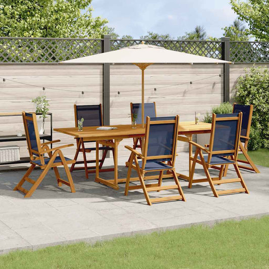 Set Pranzo da Giardino 7pz Legno Massello di Acacia e Textilene | homemem39