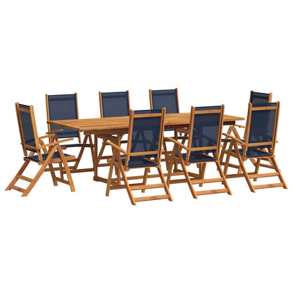 Set Pranzo da Giardino 9pz Legno Massello di Acacia e Textilene