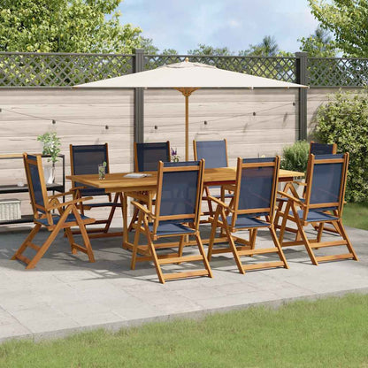 Set Pranzo da Giardino 9pz Legno Massello di Acacia e Textilene | homemem39