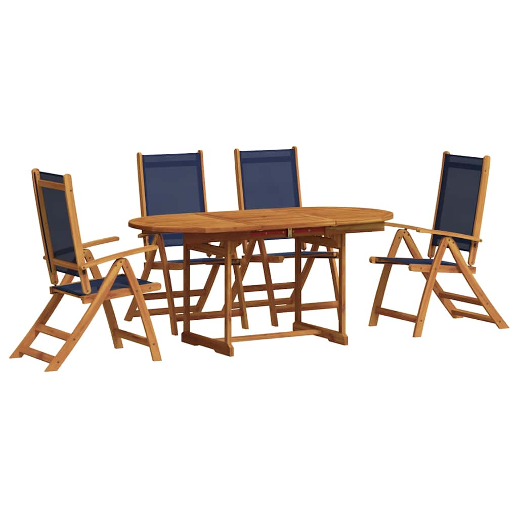 Set Pranzo da Giardino 5pz Legno Massello di Acacia e Textilene | homemem39