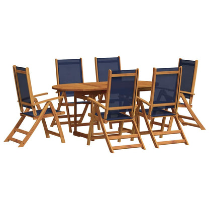 Set Pranzo da Giardino 7pz Legno Massello di Acacia e Textilene