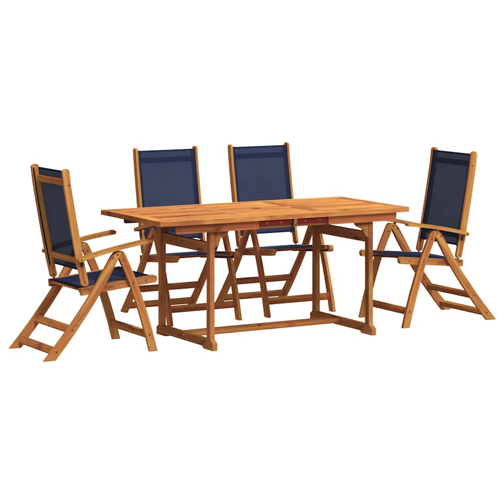 Set Pranzo da Giardino 5pz Legno Massello di Acacia e Textilene | homemem39