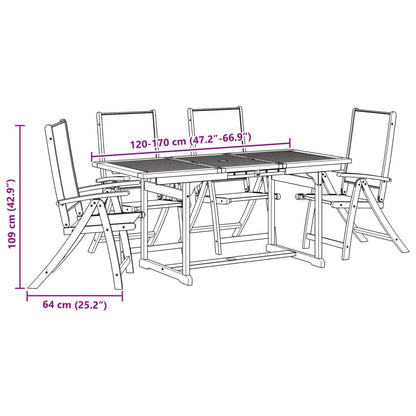 Set Pranzo da Giardino 5pz Legno Massello di Acacia e Textilene - homemem39