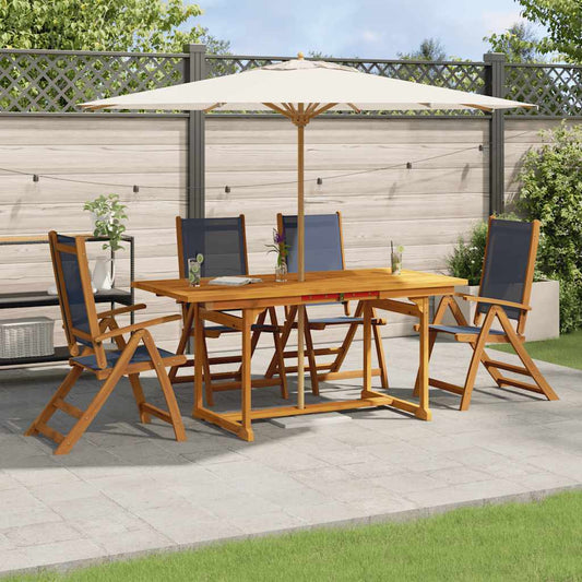 Set Pranzo da Giardino 5pz Legno Massello di Acacia e Textilene | homemem39