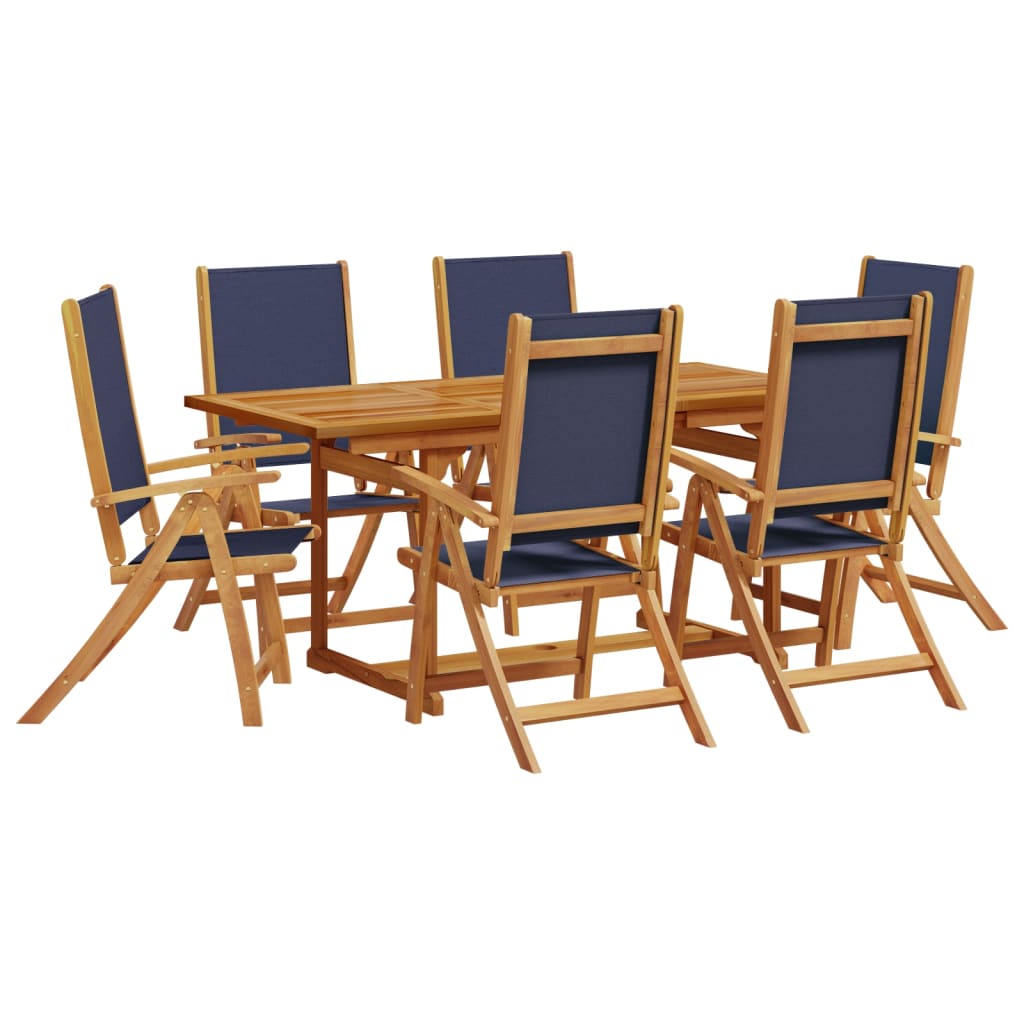 Set Pranzo da Giardino 7pz Legno Massello di Acacia e Textilene - homemem39