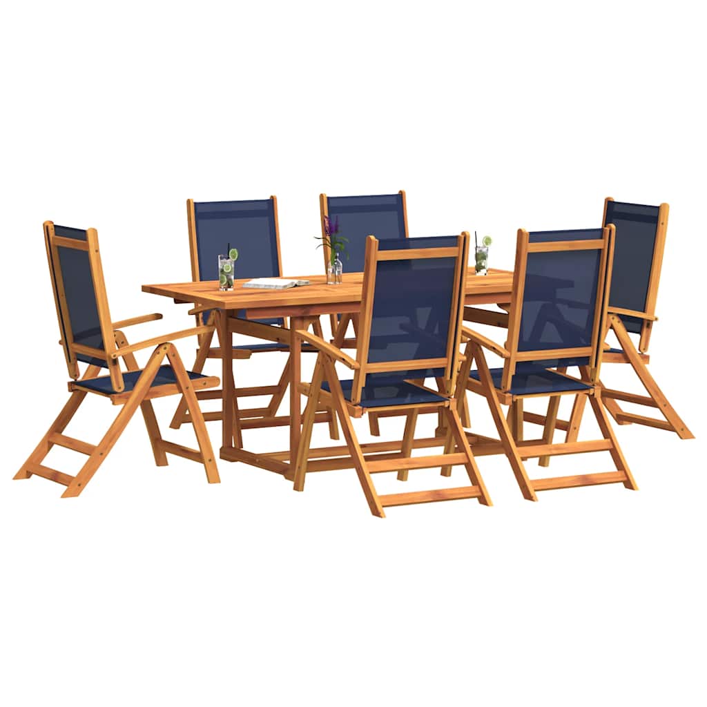 Set Pranzo da Giardino 7pz Legno Massello di Acacia e Textilene | homemem39