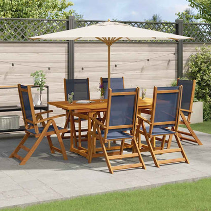 Set Pranzo da Giardino 7pz Legno Massello di Acacia e Textilene | homemem39
