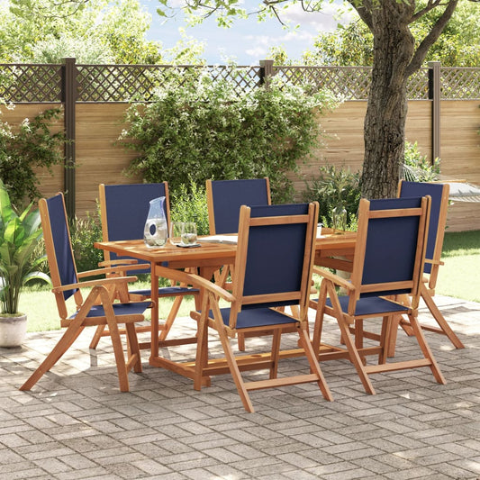 Set Pranzo da Giardino 7pz Legno Massello di Acacia e Textilene - homemem39