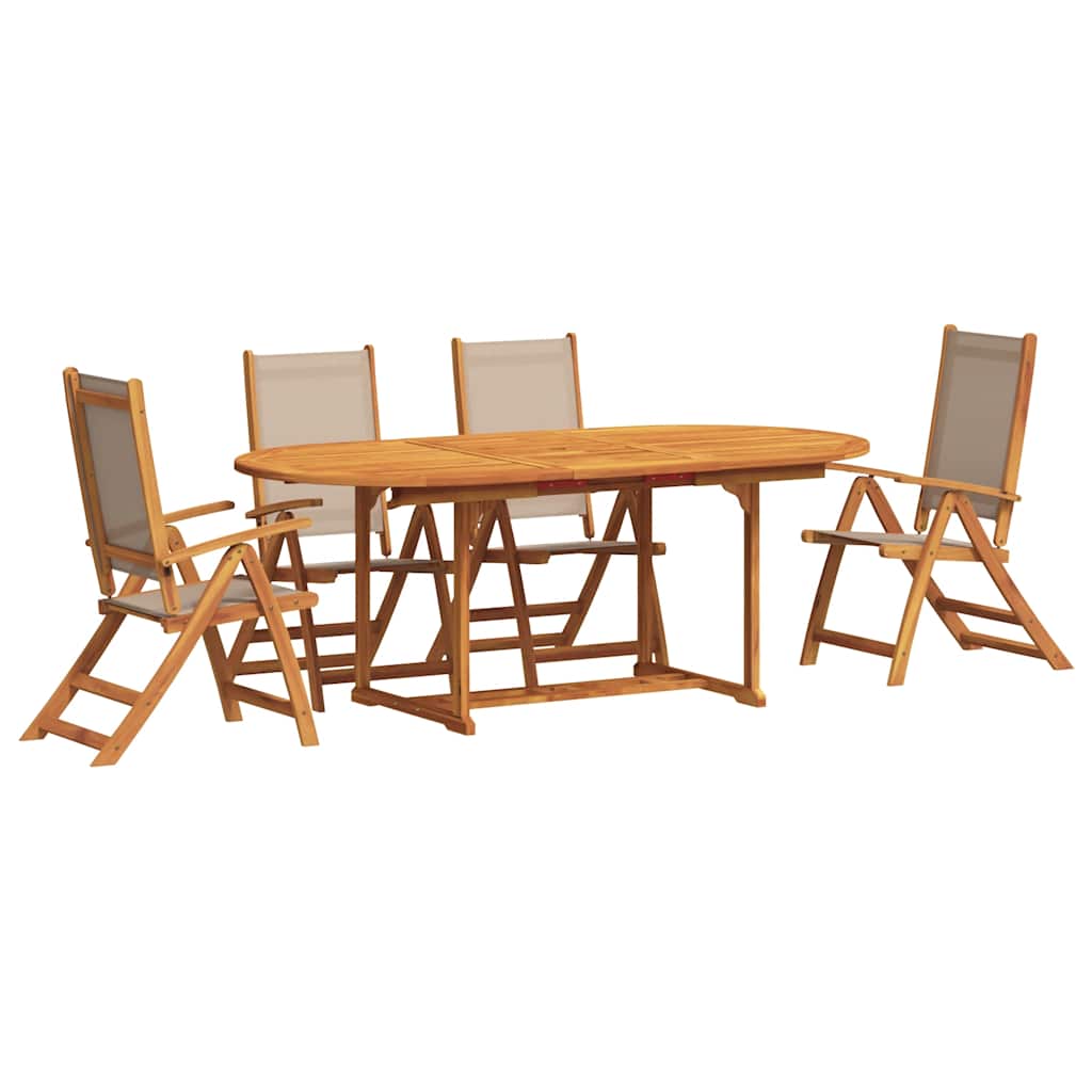 Set Pranzo da Giardino 5pz Legno Massello di Acacia e Textilene | homemem39