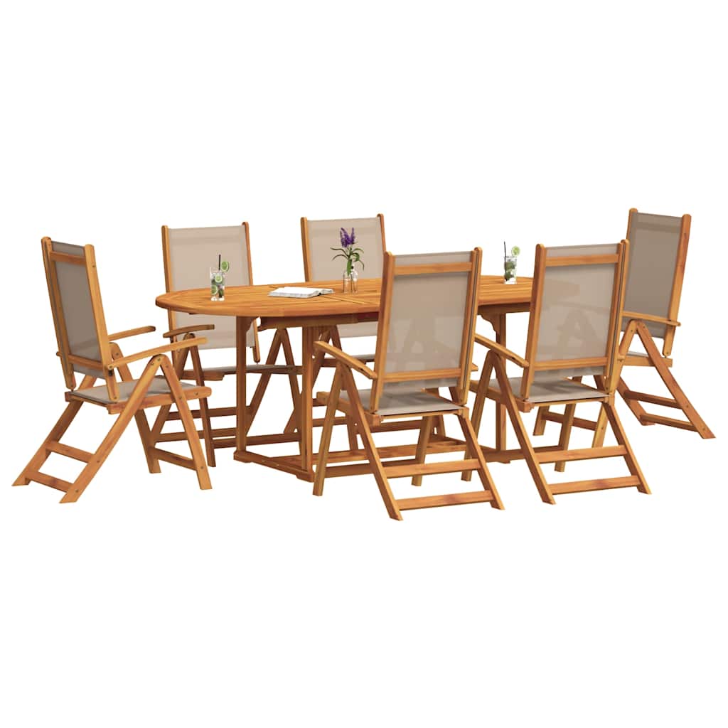 Set Pranzo da Giardino 7pz Legno Massello di Acacia e Textilene | homemem39